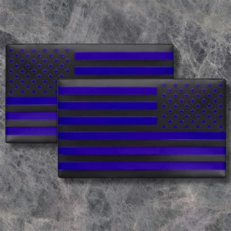 3D Metal Black and Blue American Flag Decal Stickers
