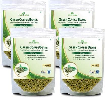 Nutriherbs Green Coffee Beans - 200 gm - (Pack of 4) Roast & Ground ...