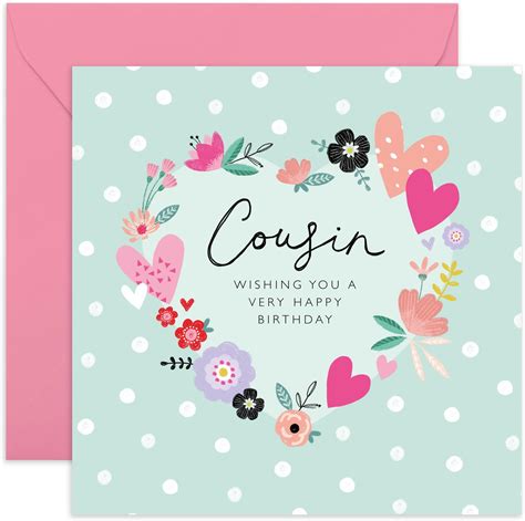Amazon.com : CENTRAL 23 Cousin Birthday Cards For Her - Flowers Hearts ...
