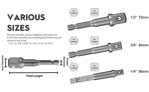 AASONS Stainless Steel 3-Piece Power Hand Tools Driver Extension Socket ...