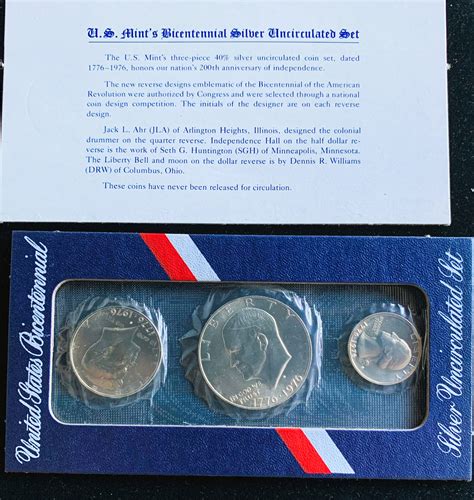 U.S. BICENTENNIAL SILVER UNCIRCULATED COIN SET 1776-1976 IN ORIG SEALED ...