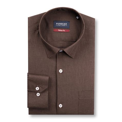 Brown Color Linen Formal Shirts For Men – Punekar Cotton