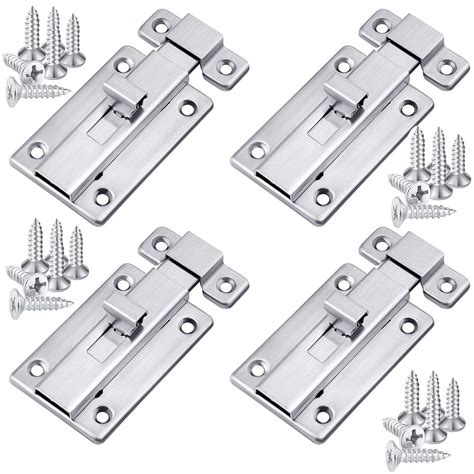 Buy 4 Pieces Door Bolts, NALCY 4 inch Stainless Steel Latch Sliding ...