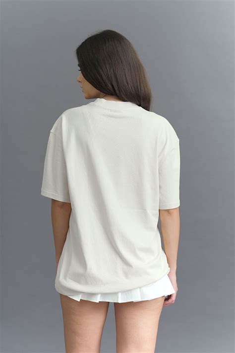 Buy Solid Off White Soft Jersey Oversized T-shirt | BonkersCorner