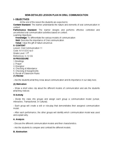 Communication Lesson Plan 的图像结果