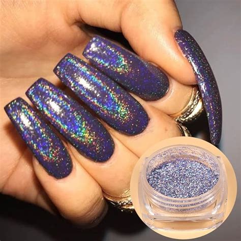 12 Boxes Holographic Chrome Nails Powder Set Silver | Ubuy India
