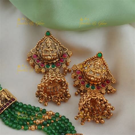 Grand Lakshmi Peacock Green Beaded Temple Haram Set – Sparkle and Glow