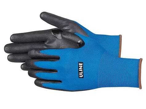 Uline Warehouse Warrior Micro-Foam Nitrile Coated Gloves - Blue, Large ...