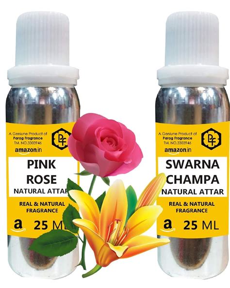 Parag Fragrances Swarna Champa & Pink Rose Attar 25ml Each (Total 50ml ...