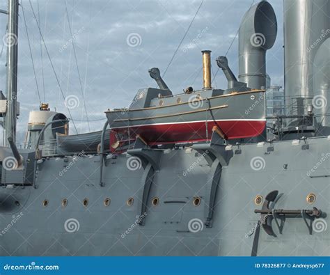Saint Petersburg, Russia September 14, 2016: Lifeboat Restored Cruiser ...