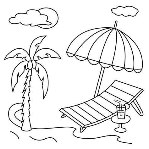 Vector sea beach coloring pages for kids 22593967 Vector Art at Vecteezy