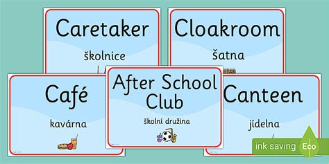 School Room Signs EAL Czech Version