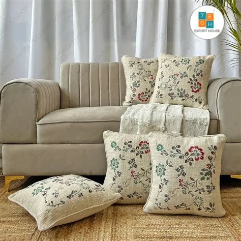 Export House Cotton Embroidered Cushion Cover - Size:40cm X 40cm (16" X ...