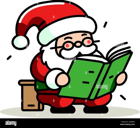 Santa Claus reading a book. Merry Christmas and Happy New Year. Vector ...