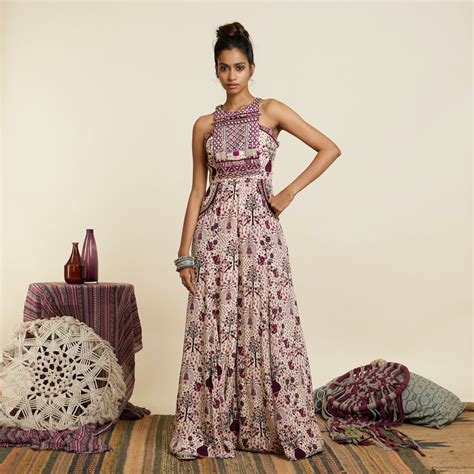 MERLOT JAAL PRINT YOKE STYLE JUMPSUIT – SVA Couture