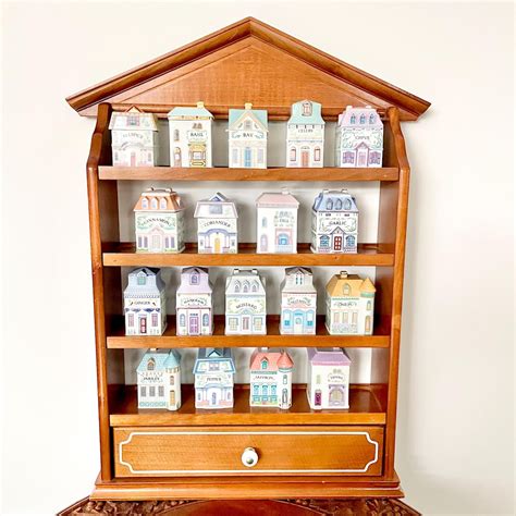 Lenox Spice Village Jars, Wooden Display Rack, 1980s Fine Porcelain ...
