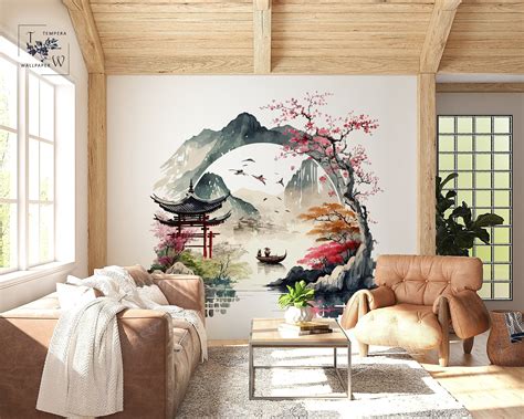 Asian Style Wallpaper, Japanese Garden Wallpaper Mural, Asian Garden ...