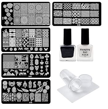Lifestyle-You Nail Stamping Kit With 5 Rectangular Steel Image Plates ...