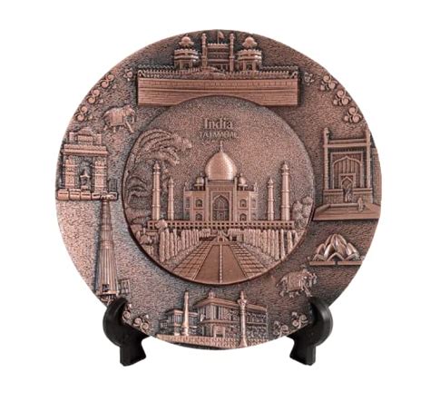 Buy POCKTOWN INTERNATIONAL Taj Mahal Copper Plate Gift Items for Home ...