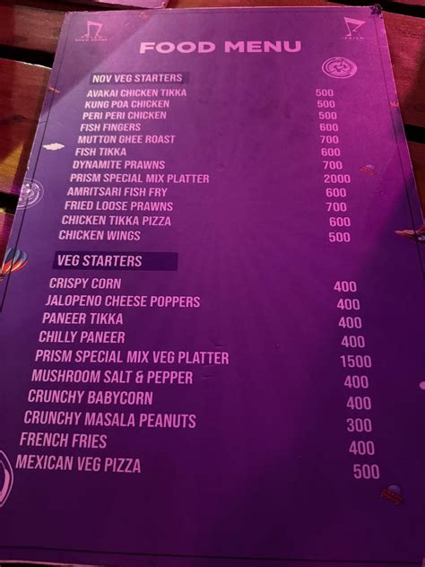 Menu at Prism Club & Kitchen, Hyderabad