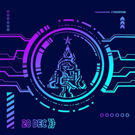 Weihnachtstechnologiehintergrund in futuristischer Cyberpunk ...