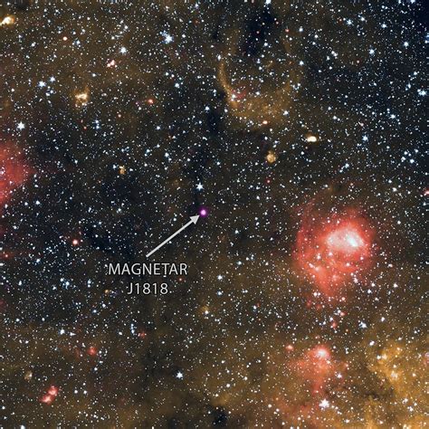The tiny pink dot in the center of this image is a magnetar — a type of ...