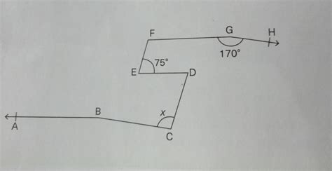 Find the angle x, if EF || CD, GH | BC and AB || ED || FG in the given ...