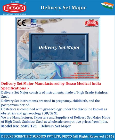 Delivery Set Major - Manufacturers, Exporters & Suppliers India