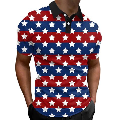 Caqnni Men's American Flag Polo Shirt | Pull-On Closure American Flag ...