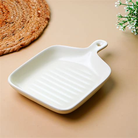 Classic White Ceramic Platter with Handle – The Golden Theory