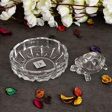 JaipurCrafts Premium Crystal Turtle Tortoise with Plate for Feng Shui ...