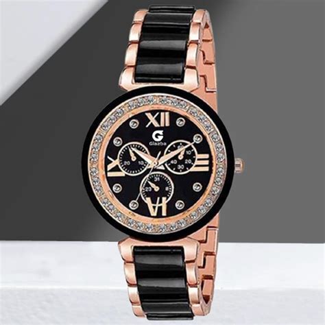 Analog White Dial Watch for Women & Girls | Black Stone