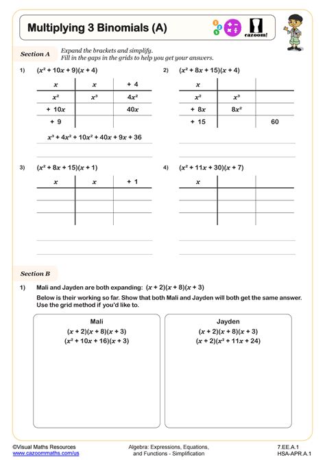 Free multiplying binomials worksheet, Download Free multiplying ...