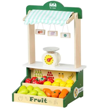 Wooden Fruits Market Playset for Kids - Educational Pretend Play Toy