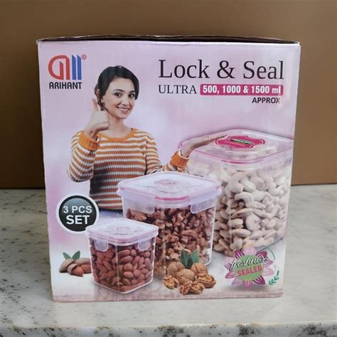 AM2264 Lock & Seal Ultra Storage Container Square Shape ( 500ml, 1000m ...