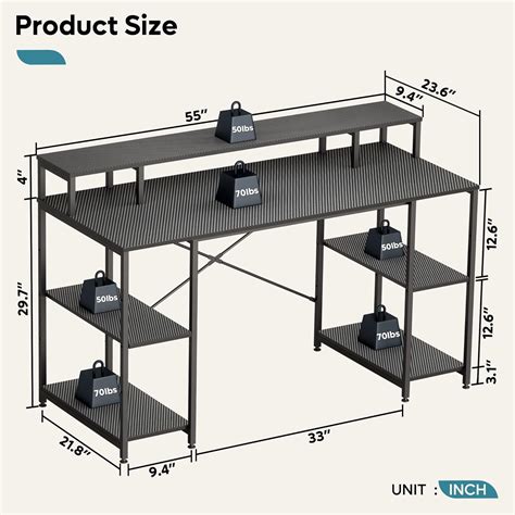 Buy Nost & Host 55 Inch Gaming Monitor Desk, Dual Computer Desk with ...
