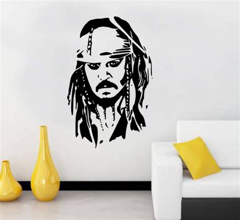 fuzzy Jack Sparrow Vinyl Wall Sticker (Black, 75 cm X 50 cm) : Amazon ...