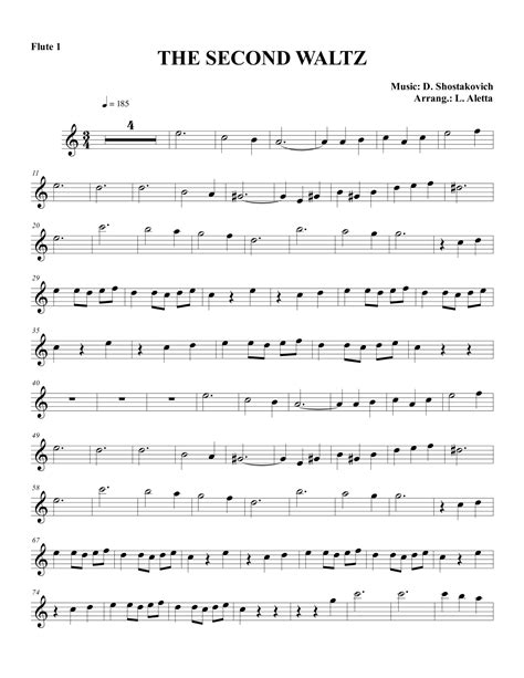 THE SECOND WALTZ (arr. Luca Aletta) by D. Shostakovich Sheet Music for ...
