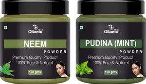 Oilanic 100% Pure & Natural Neem & Pudina Powder- For Skin & Hair Combo ...