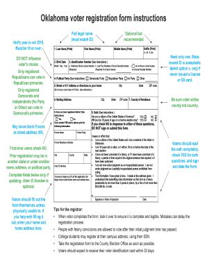 Bill Of Sale Form Voter Registration Form - State Of Oklahoma | pdfFiller