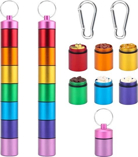 Windspeed 7 Day Pill Case Key-Chain, 2 Pack Rainbow Pill Organizer ...