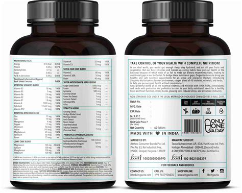 Zingavita Multivitamin Tablets for Men & Women Probiotics, 100% RDA ...