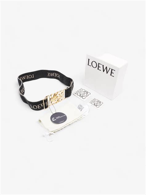 Loewe Anagram Belt Black / White / Gold Elastic 85.5cm | Luxe Collective