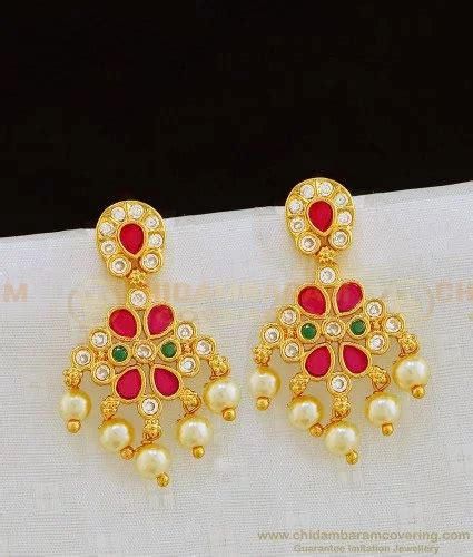 Buy Trendy New Design Stone with Hanging Pearl Earring Imitation Jewellery