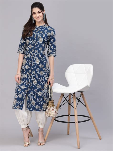 Stylum Women's Floral Print Rayon A-Line Kurta (FIONATEAL) – stylumin