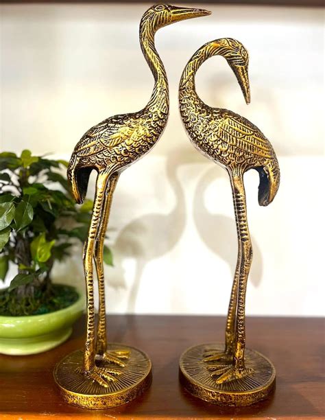 Buy The Artage Brass Finish Crane Love Birds Pair| Saras Swan Showpiece ...