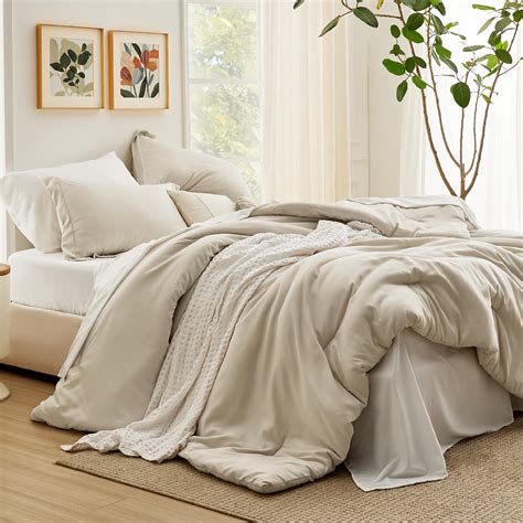 Amazon.com: Bedsure King Size Comforter Set Beige, 7 Pieces Lightweight ...