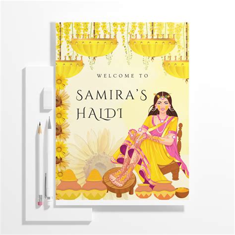 Maiyan Pithi Haldi Sign Template | Indian Wedding Welcome Sign ...