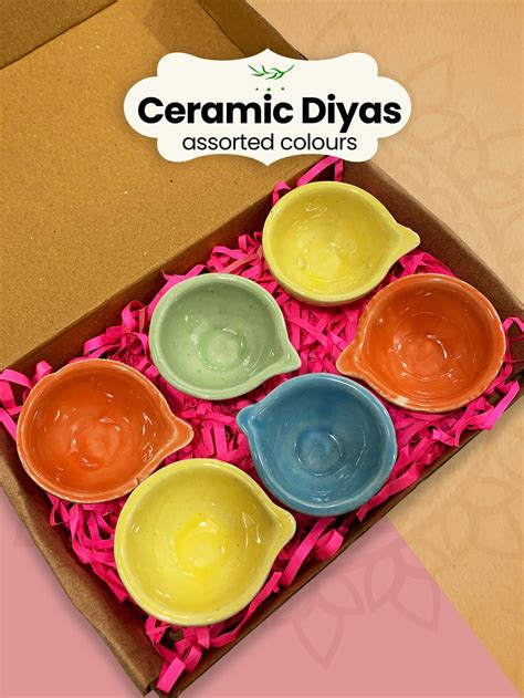 Ceramic Diyas | Handmade Colorful Diyas for Diwali Gifting