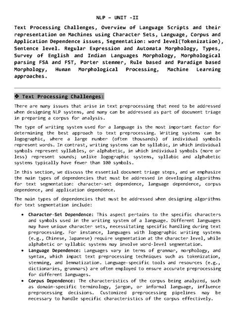 NLP-Unit-II - Text Processing Challenges and Language Scripts Notes ...